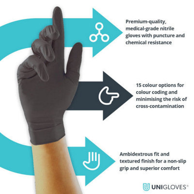 Unigloves Black Pearl Nitrile Gloves - Small - Pack Of 100 - 5