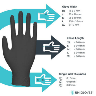 Unigloves Black Pearl Nitrile Gloves - X Large - Pack Of 100