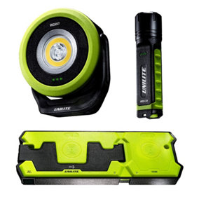 Unilite DBLWCKIT2 Double Wireless Charging Pad with WCFL12 Flashlight & WCHX7 Compact Work Site Light