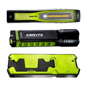 Unilite DBLWCKIT3 Double Wireless Charging Pad with WCFL12 Flashlight & WCIL11 Inspection Light