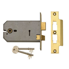 UNION - 2077-6 3 Lever Horizontal Mortice Lock Polished Brass 149mm
