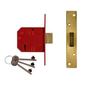 UNION - 2134E 5 Lever BS Mortice Deadlock Satin Brass Finish 67mm 2.5in Box