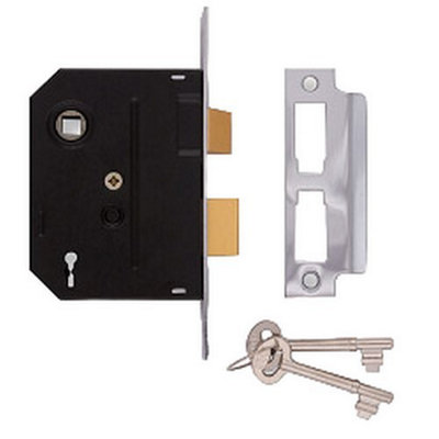 Union Chrome Lever Mortice Lock Black/Silver (2.5in)