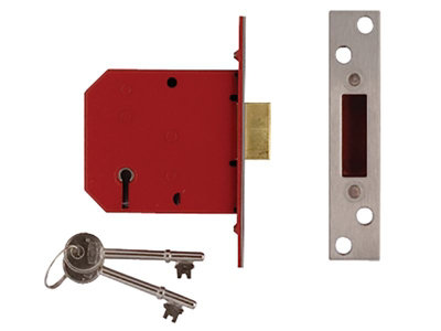 UNION J2101-PL-2.50 2101 5 Lever Mortice Deadlock Satin Brass Finish 65mm 2.5in Box UNNJ2101PL25