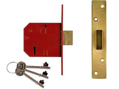 UNION J2134E-PL-2.50 2134E 5 Lever BS Mortice Deadlock Satin Brass Finish 67mm 2.5in Box UNNJ2134EP25