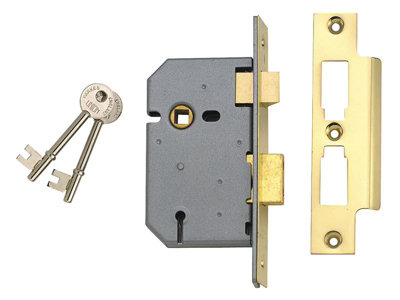 UNION J2277-PL-2.50 2277 3 Lever Mortice Sashlock Polished Brass 65mm 2.5in Box UNNJ2277PL25