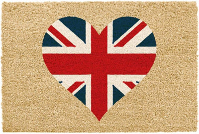 Union Jack Flag Heart Shaped Novelty Doormat Unique Coir Front Doormats