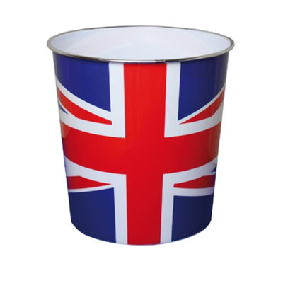 Union Jack Waste Paper Bin Small 9L Bathroom Bedside Portable Office Dustbin