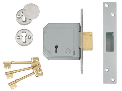 UNION V-3G114E-PL-67 3G114E 5 Lever Mortice Deadlock C-Series 67mm 2.5in Satin Brass UNNV3G114B67