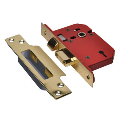 UNION Y2100S-PL-2.5 StrongBOLT 2100S BS 5 Lever Mortice Deadlock 68mm 2.5in Satin Brass Visi UNNY2100SP25