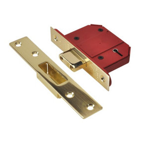 UNION Y2100S-PL-2.5 StrongBOLT 2100S BS 5 Lever Mortice Deadlock 68mm 2.5in Satin Brass Visi UNNY2100SP25