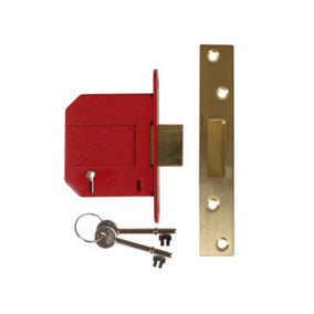 UNION Y2100S-PL-3.0 StrongBOLT 2100S BS 5 Lever Mortice Deadlock 81mm 3in Satin Brass Visi UNNY2100SP30
