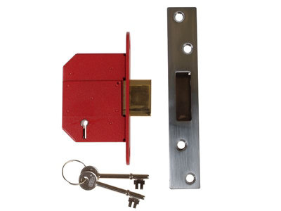 UNION Y2100S-SC-2.5 StrongBOLT 2100S BS 5 Lever Mortice Deadlock 68mm 2.5in Satin Chrome Visi UNNY2100SC25