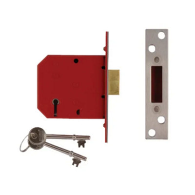 UNION Y2101-SC-2.50 2101 5 Lever Mortice Deadlock Satin Chrome Finish 65mm 2.5in Visi UNNY2101SC25