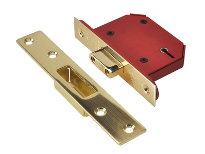 UNION Y2105S-PB-2.5 StrongBOLT 2105S Polished Brass 5 Lever Mortice Deadlock Visi 68mm 2.5in UNNY2105PB25