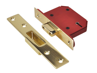 UNION Y2105S-PB-3.0 StrongBOLT 2105S Polished Brass 5 Lever Mortice Deadlock Visi 81mm 3in UNNY2105PB30