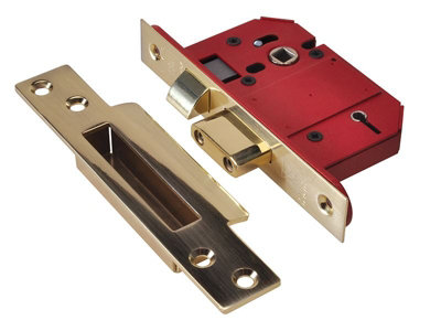 UNION Y2200S-PL-2.5 StrongBOLT 2200S BS 5 Lever Mortice Sashlock Satin Brass 68mm Visi UNNY2200SP25