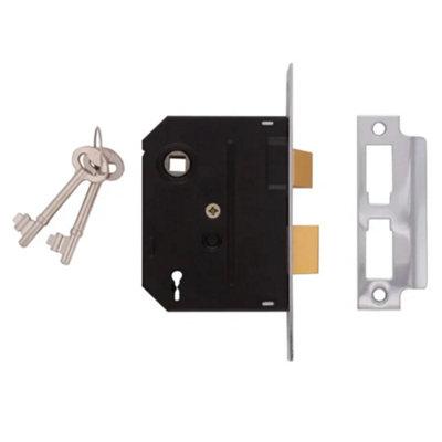 3 Lever 2.5" Sash Lock - Nickel Plated Finish With 2 Keys