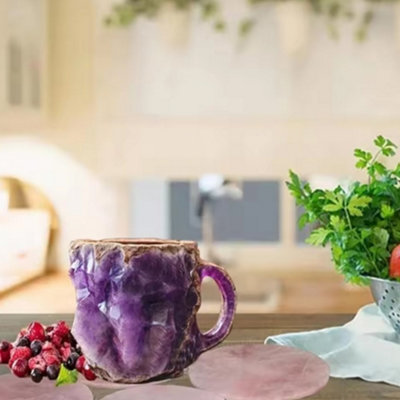Unique Amethyst Crystal Effect Resin Coffee Mug with Spoon