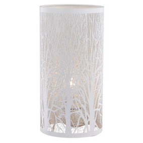 Unique and Beautiful Matt White Metal Forest Design Table Lamp with Cable Switch
