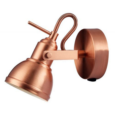 Unique Industrial Designed Brushed Copper Switched Wall Spot Light