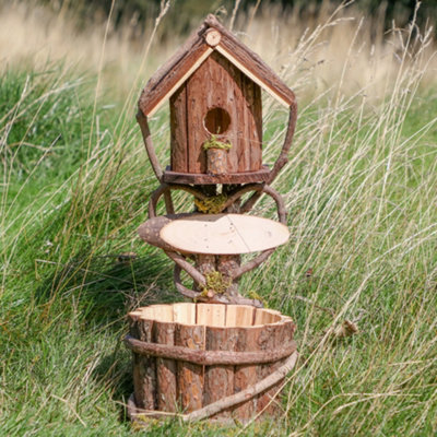 Unique Outdoor Free Standing Doorstep Wooden Birdhouse Flower Plant Pot Bird Nesting Box Planter - 3
