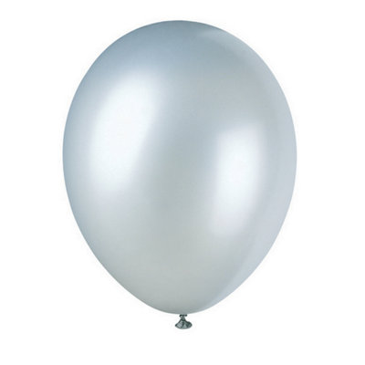 Unique Party 12 Inch Pearlised Latex Balloons (Pack Of 8) Shimmer Silver (12in)