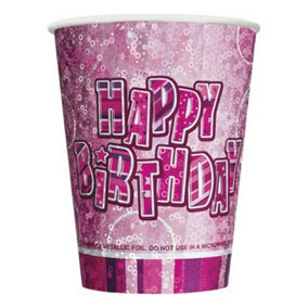 Unique Party 9oz Prism Cup - Pink Glitz Pink (One Size)