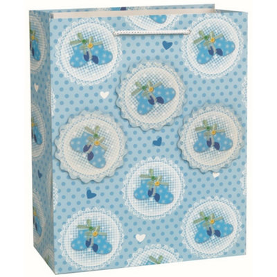 Unique Party Baby Booties Gift Bag Blue/White (One Size)