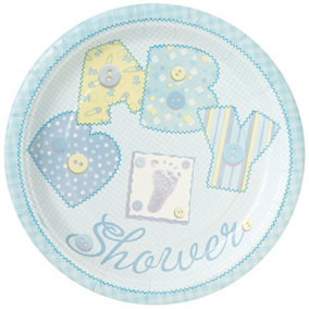 Unique Party Baby Shower Dessert Plate (Pack of 8) Blue (One Size)