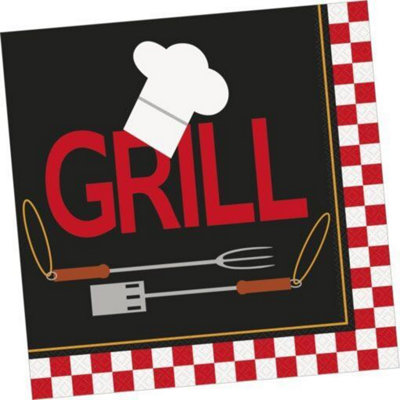 Unique Party Backyard BBQ Paper Disposable Napkins (Pack of 16) Black