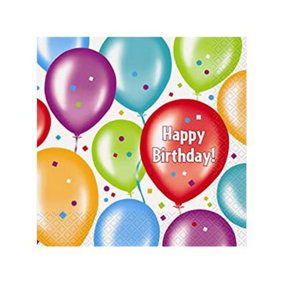 Unique Party Balloon Disposable Napkins (Pack of 16) Multicoloured (One Size)