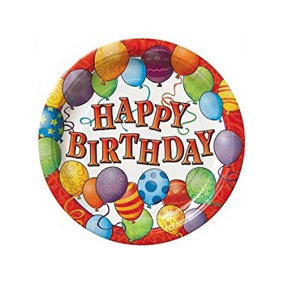 Unique Party Balloons Birthday Party Plates (Pack of 8) Multicoloured (One Size)