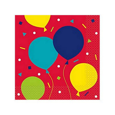 Unique Party Balloons Disposable Napkins (Pack of 16) Multicoloured (One Size)