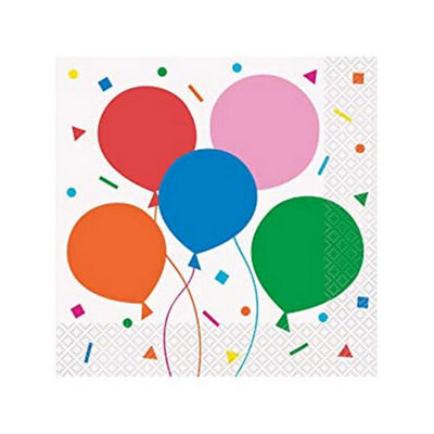 Unique Party Balloons Napkins (Pack of 16) White (One Size)