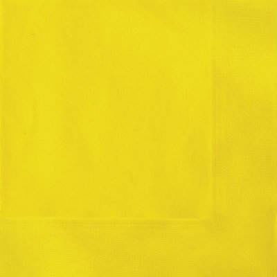 Unique Party Block Colour Table Napkins (Pack Of 12) Yellow (One Size)
