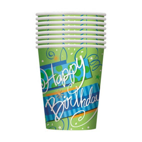 Unique Party Bright Birthday Party Cup (Pack of 8) Multicoloured (One Size)
