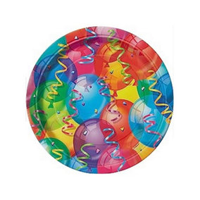Unique Party Brilliant Balloons Party Plates (Pack of 8) Multicoloured (One Size)
