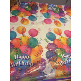 Unique Party Brilliant Plastic Birthday Tablecloth Multicoloured (One Size)