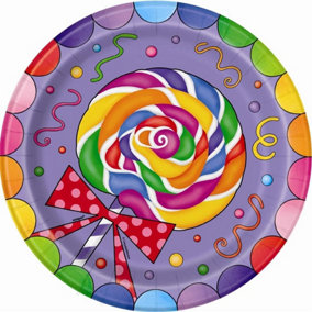 Unique Party Candy Party Plates (Pack of 8) Multicoloured (One Size)