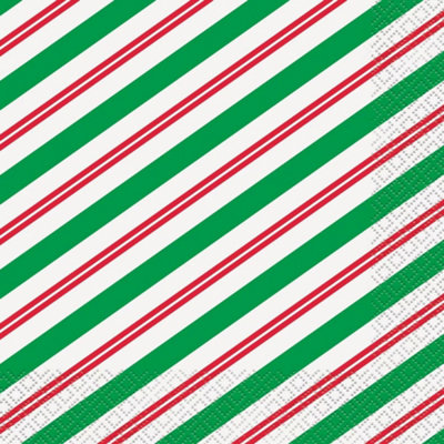 Unique Party Candy Swirls Disposable Napkins (Pack of 16) Peppermint/Red/White (One Size)
