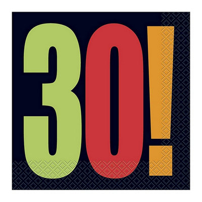 Unique Party Cheer 30th Birthday Disposable Napkins (Pack of 16) Multicoloured (One Size)