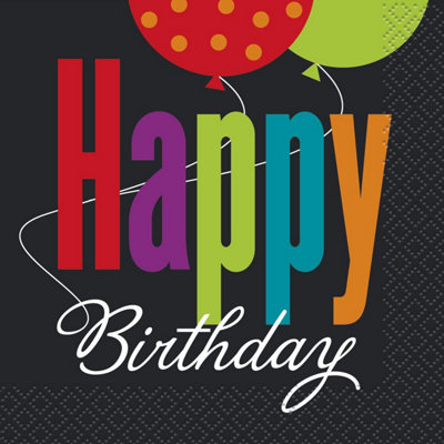 Unique Party Cheer Birthday Disposable Napkins (Pack of 16) Multicoloured (One Size)