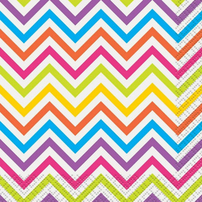 Unique Party Chevron Napkins (Pack of 16) Multicoloured (One Size)