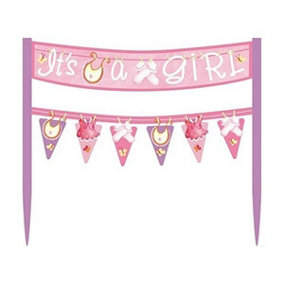 Unique Party Clothesline Baby Shower Cake Topper Pink (One Size)