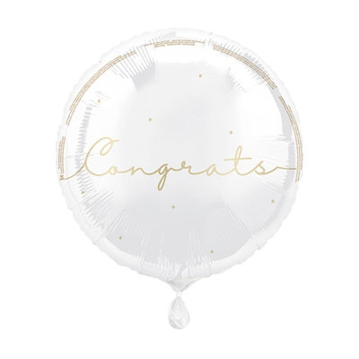 Unique Party Congrats Round Foil Balloon White (One Size)