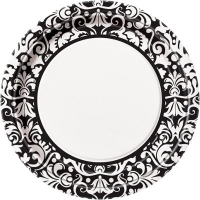 Black and white disposable plates sales