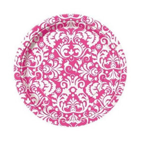 Unique Party Damask Party Plates (Pack of 8) Pink/White (One Size)