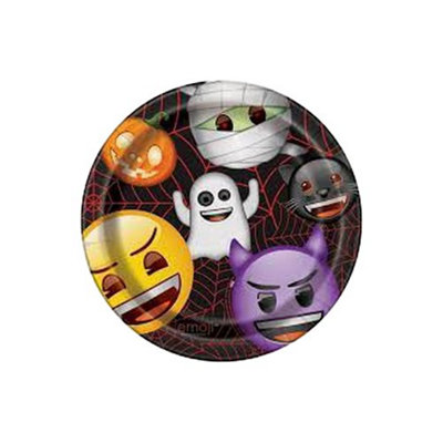 Unique Party Emoji Halloween Dinner Plate (Pack of 8) Multicoloured (One Size)