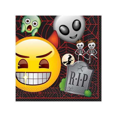Unique Party Emoji Halloween Napkins (Pack of 16) Multicoloured (One Size)